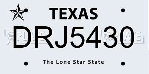 DRJ5430 Texas License Plate