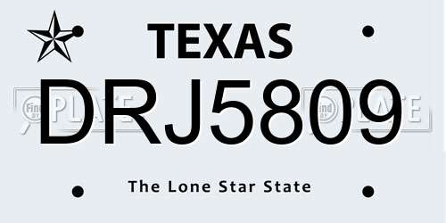 DRJ5809 Texas License Plate