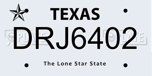 DRJ6402 Texas License Plate
