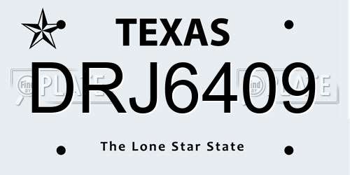 DRJ6409 Texas License Plate