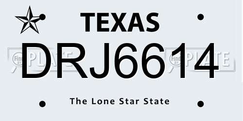 DRJ6614 Texas License Plate