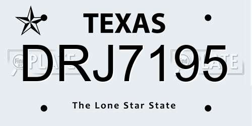 DRJ7195 Texas License Plate