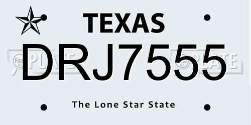 DRJ7555 Texas License Plate