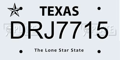 DRJ7715 Texas License Plate
