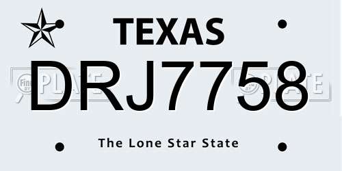DRJ7758 Texas License Plate