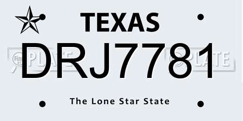 DRJ7781 Texas License Plate