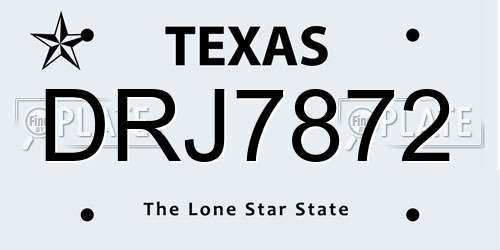 DRJ7872 Texas License Plate