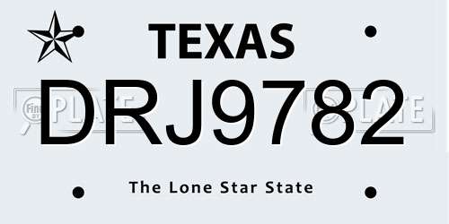 DRJ9782 Texas License Plate