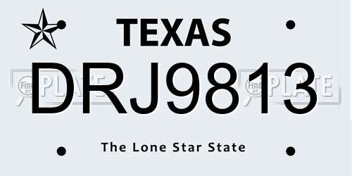 DRJ9813 Texas License Plate