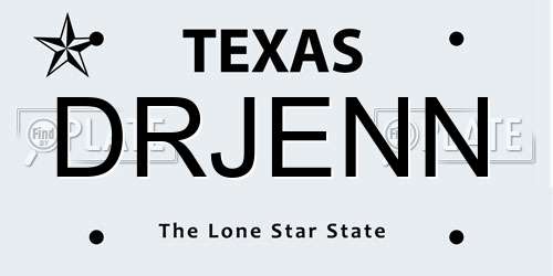 DRJENN Texas License Plate