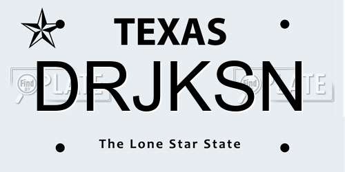 DRJKSN Texas License Plate