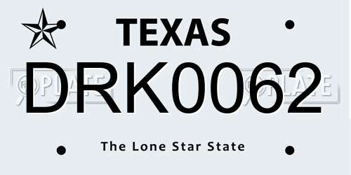 DRK0062 Texas License Plate