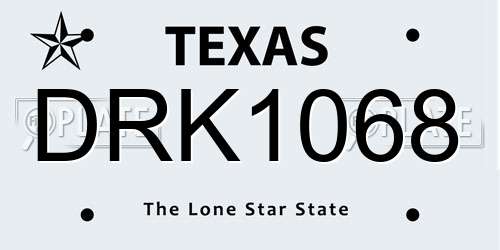 DRK1068 Texas License Plate