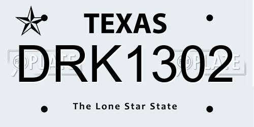 DRK1302 Texas License Plate
