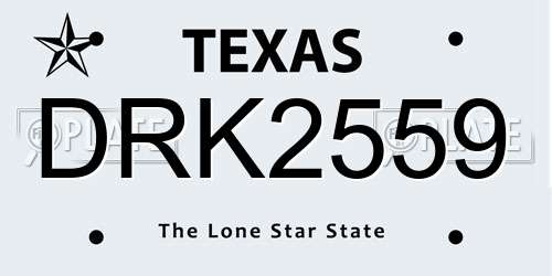 DRK2559 Texas License Plate