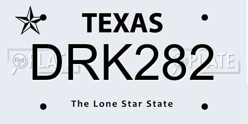 DRK282 Texas License Plate