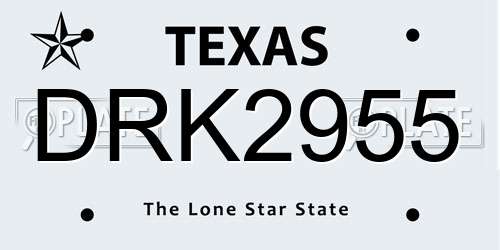 DRK2955 Texas License Plate