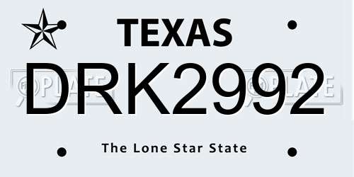 DRK2992 Texas License Plate
