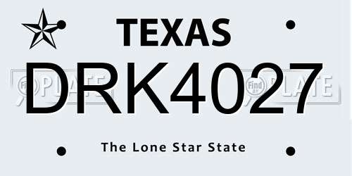 DRK4027 Texas License Plate