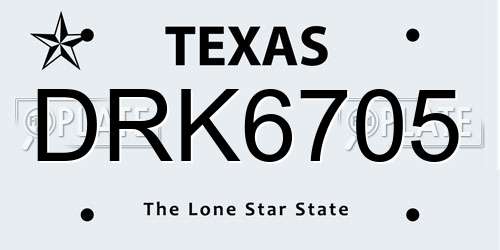 DRK6705 Texas License Plate