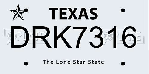 DRK7316 Texas License Plate