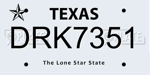 DRK7351 Texas License Plate