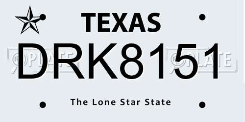 DRK8151 Texas License Plate