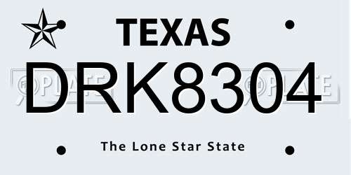 DRK8304 Texas License Plate
