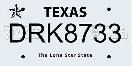 DRK8733 Texas License Plate