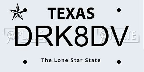DRK8DV Texas License Plate
