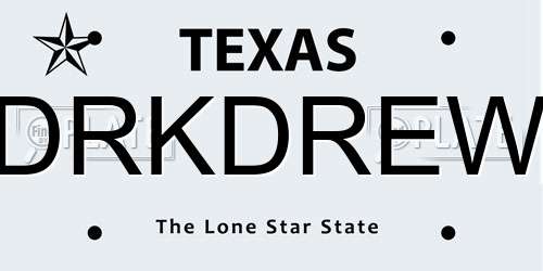 DRKDREW Texas License Plate