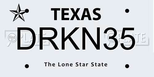 DRKN35 Texas License Plate