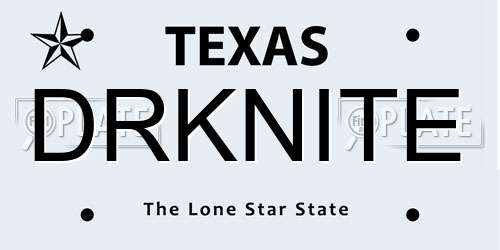 DRKNITE Texas License Plate