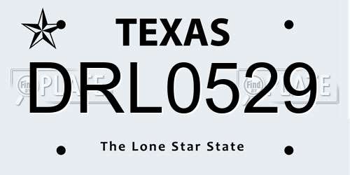 DRL0529 Texas License Plate