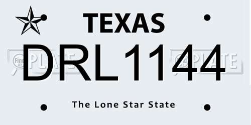 DRL1144 Texas License Plate