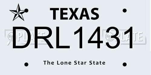 DRL1431 Texas License Plate