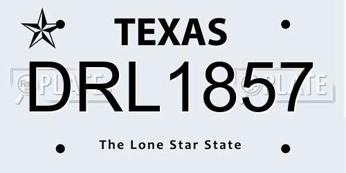 DRL1857 Texas License Plate