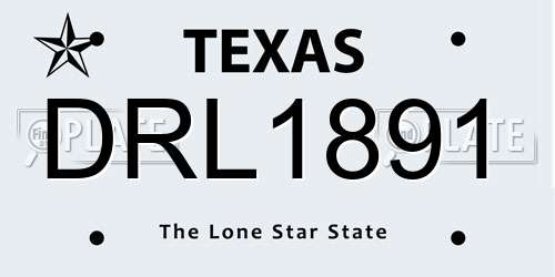 DRL1891 Texas License Plate
