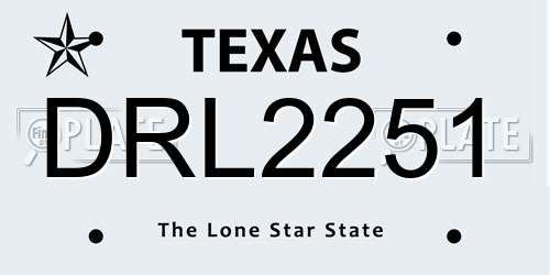DRL2251 Texas License Plate