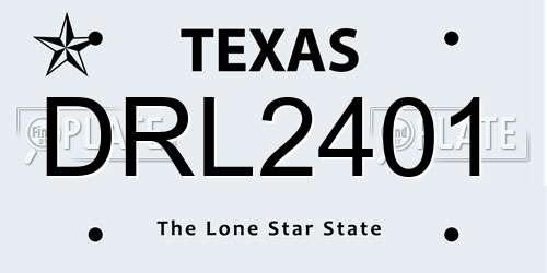DRL2401 Texas License Plate