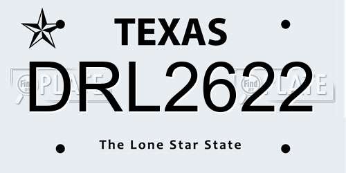 DRL2622 Texas License Plate