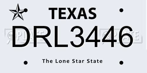DRL3446 Texas License Plate