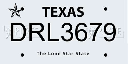 DRL3679 Texas License Plate
