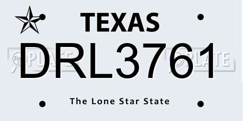 DRL3761 Texas License Plate