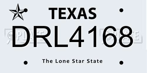 DRL4168 Texas License Plate