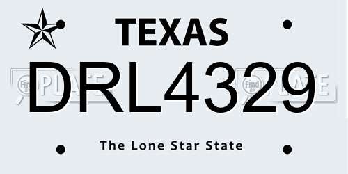 DRL4329 Texas License Plate