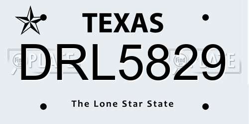 DRL5829 Texas License Plate
