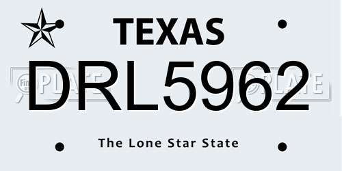 DRL5962 Texas License Plate