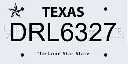 DRL6327 Texas License Plate