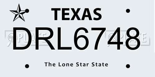 DRL6748 Texas License Plate
